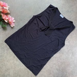 AKRIS Punto Knit V-neck Blouse with Silk Tie Ruffle Detailing